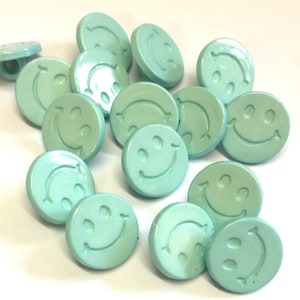 10 helltürkise lächelnde Gesicht Knöpfe, grüne Gesicht, Baby Knöpfe, nähzubehör, Knöpfe, Babyknöpfe, Happy Face Knöpfe