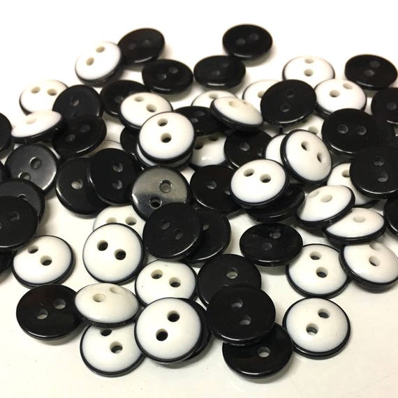 20, Black and White Buttons, Small Monochrome Buttons, 11mm Buttons, Small  Buttons, Dome Buttons, Baby Buttons, Sewing Buttons 