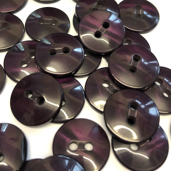 10, dark purple opalescent effect variegated buttons, purple shimmer buttons, purple marbled buttons, cardigan buttons, 15mm resin buttons