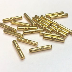 Gold Metallic Cylinder Buttons: 23mm Tubular Bar Buttons (Set of 6)