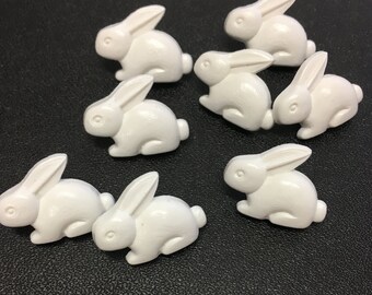 10, boutons lapin blanc, boutons lapin, boutons bébé, boutons de Pâques, boutons fantaisie, boutons enfants, boutons tige, boutons blancs