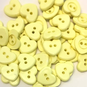 Yellow Heart Buttons: 15mm Resin Buttons, Baby Knit Embellishments (10 pc)