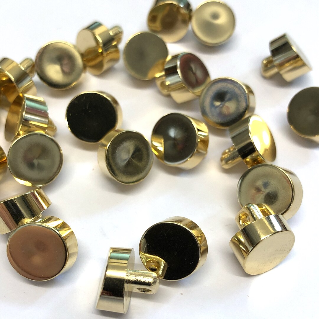 10, 11mm (18L) Sloped Surface Gold Metallic Shank Buttons, Italian ...