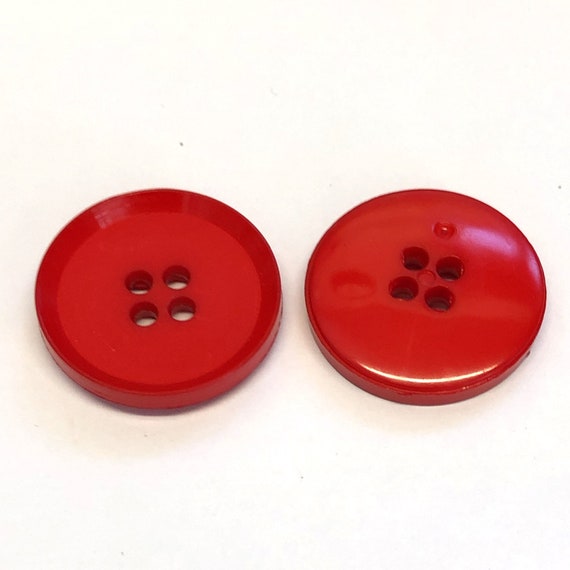 5, Large Red Buttons With Four Holes, Choice of Size, Red Coat