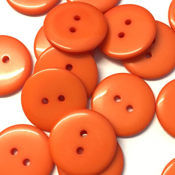 10, orange buttons, orange resin buttons, 23mm orange buttons, coat buttons, shiny buttons, buttons UK, round orange buttons, craft buttons