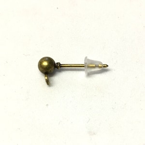 20 x ball and loop earring studes, antique bronze earring studs with plastic earnuts, antique bronze earring findings, jewellery making
