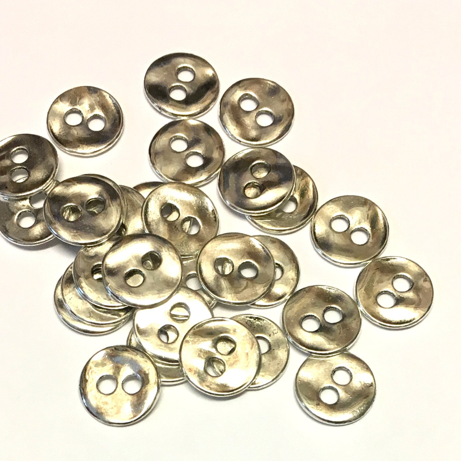 20 Metal Buttons Silver Buttons Silver Metal Buttons 13mm Etsy