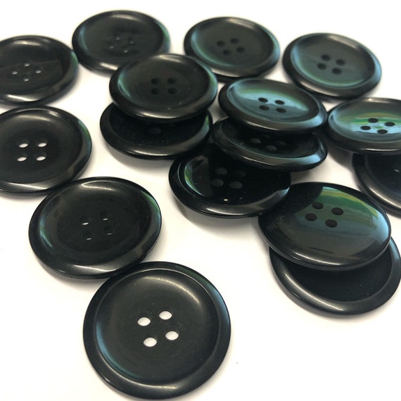 6, 25mm 40L Black Round Buttons, Buttons With Four Hole, Large Buttons,  Jacket Buttons, Coat Buttons, 1 Inch Buttons 