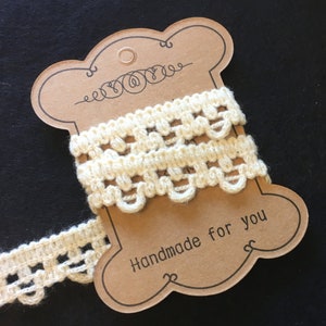 1M, crème trim, shabby chic trim, rand trim, vintage trim, naaien trim, geweven trim, picot rand trim, 20mm wol trim, bruiloft benodigdheden