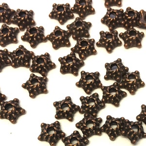 50, 5mm antik kupfer Metall Perlkappen, gepunktete Kupfer Perlkappen für 4mm Perlen, kleine Perlkappen, antikes Kupfer Zubehör
