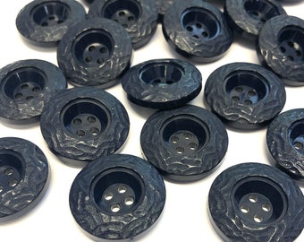 Lot De 6 Gros Boutons Vintage Bleu Foncé 3,3 Cm | Idéal Manteaux, Projets Couture - Occasion