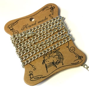 1M, 4,7mm breite silberne Metall-Twist-Kette, Silberkette, silberne Metallkette, 7mm Glieder, Gliederkette, Schmuckkette