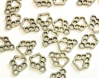 10 breloques empreintes de pattes en argent antique : cadeaux pour animaux de compagnie en alliage de zinc
