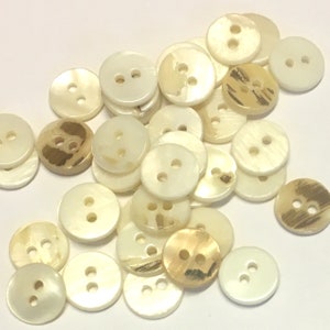 10, mother of pearl buttons, cream shell buttons, 10mm round shell buttons, natural buttons, cream buttons, sewing buttons, cardigan