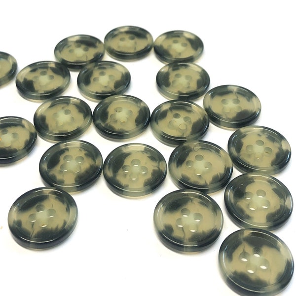 10, 15mm (24L) camouflage style green multi buttons, aran style buttons, rustic buttons, cardigan buttons, cream buttons