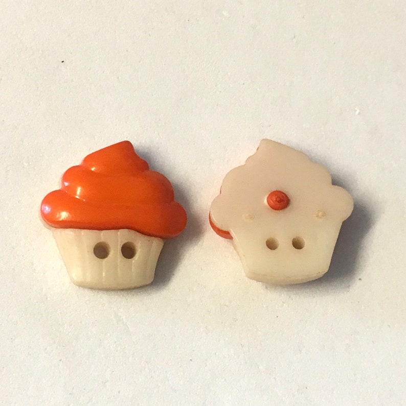 10, orange cupcake buttons, bun design buttons, cute orange buttons, orange novelty buttons, 15mm buttons, cake buttons, food buttons image 3