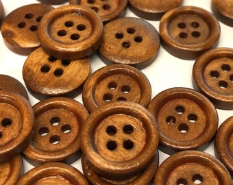 10 boutons en bois brun, boutons marron, boutons en bois, boutons pull, boutons cardigan, boutons artisanaux, petits boutons, boutons 15mm