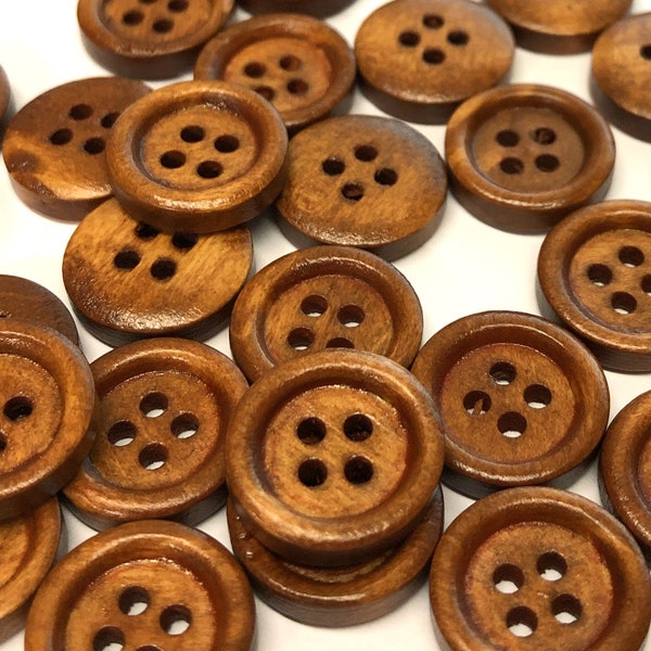 10 brown wood buttons, brown buttons, wooden buttons, sweater buttons, cardigan buttons, craft buttons, small buttons, 15mm buttons