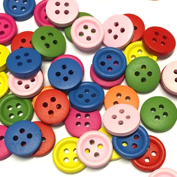 50x Colorful Christmas Stamps Wooden Buttons Embellishment for Cardmaking