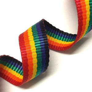 1 Meter extra stark, 25mm Polypropylen Gurtband, Regenbogen Streifen, Pride Streifen, Taschengurte, Koffergurte, Haustierleinen,