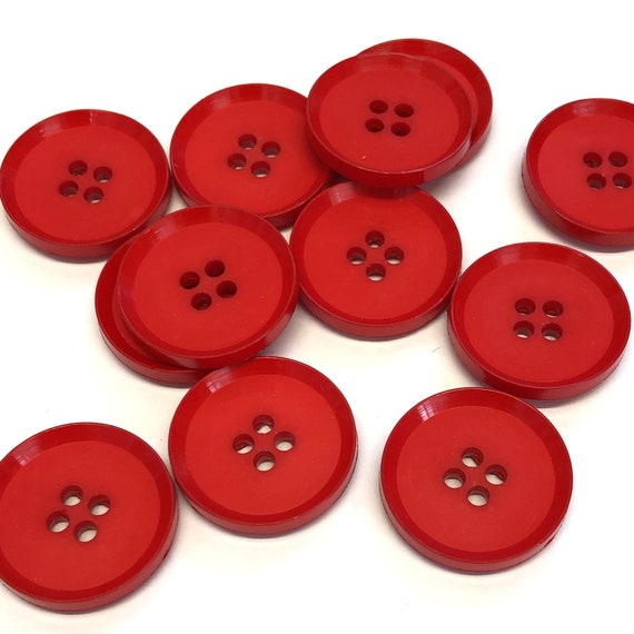 5, Large Red Buttons With Four Holes, Choice of Size, Red Coat Buttons, Red  Jacket Buttons, Big Red Buttons 