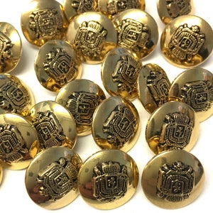10 X Metallic Buttons, Gold Plastic Buttons, Round Buttons, Gold ...