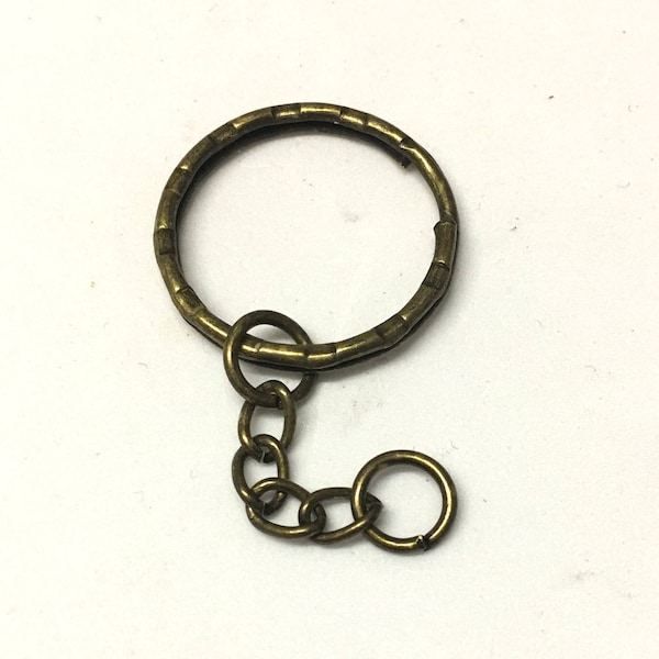 5 or 10 Antique bronze keyring, bronze keychain, antique bronze metal keyring, antique bronze keychain, bronze findings, split ring