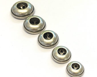 6 domed solid metal aged silver coat buttons, heavy metal buttons, silver metal buttons, silver blazer buttons, silver coat buttons