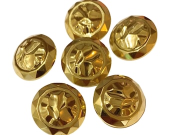 6pcs Gold Hammered Effect Buttons: Vintage Style, 25mm