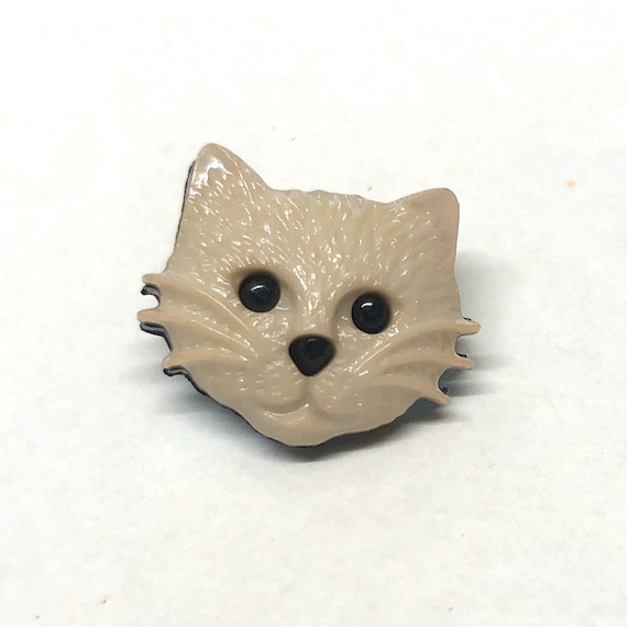 Cream Cat Head Buttons: Novelty Animal Buttons (17mm, Pack of 6)