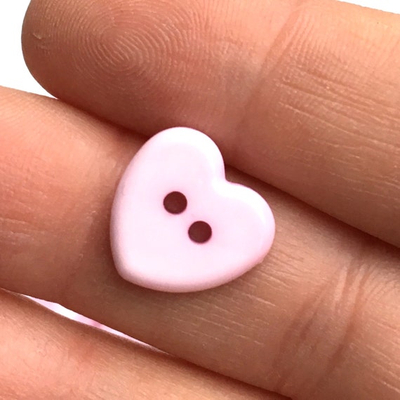 14mm pink heart buttons with two holes - The Button Shed