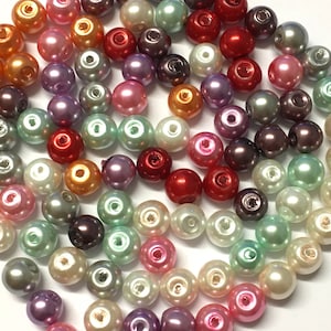 100 Pearlescent Glass Beads: 6mm Spray Painted Jewelry Supplies