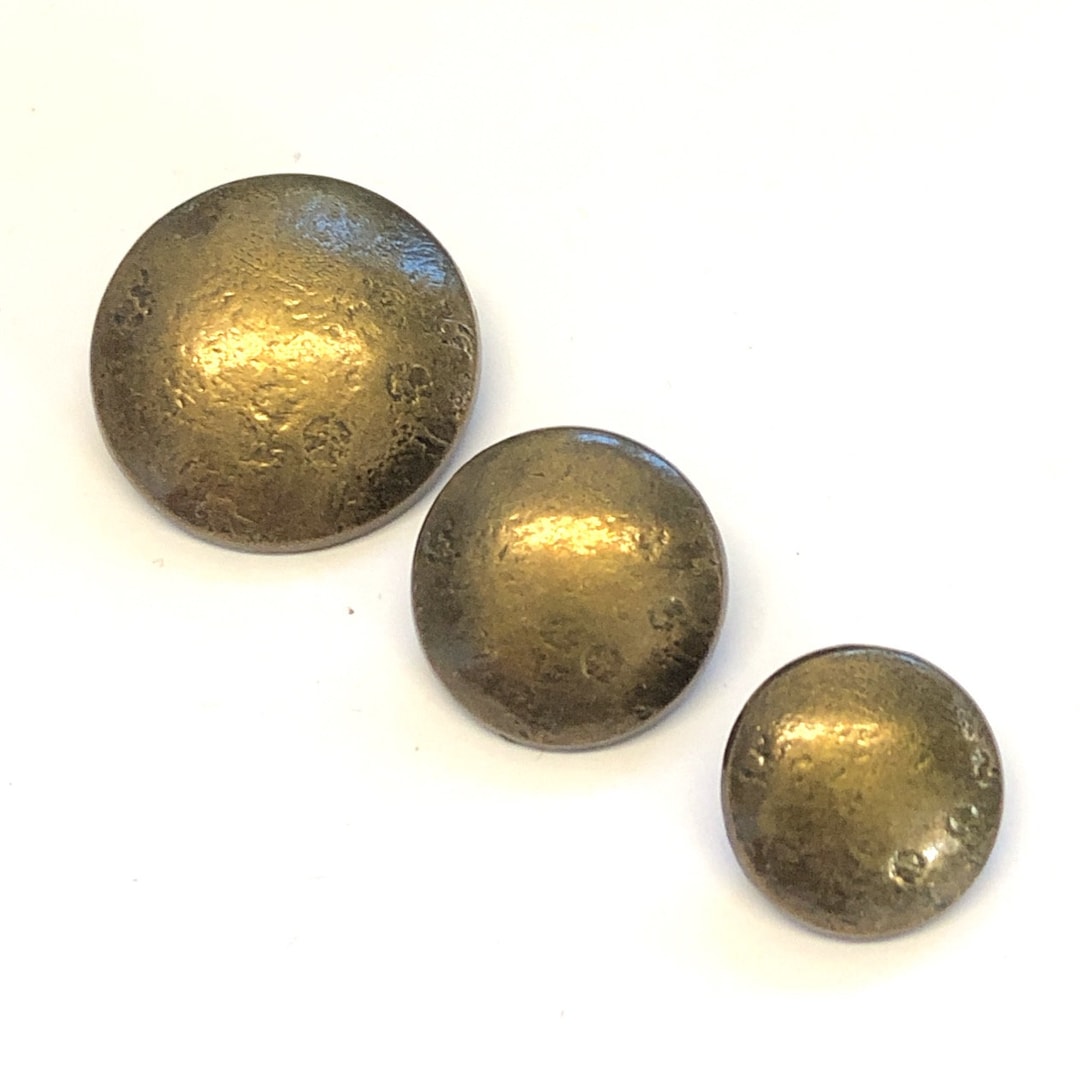 6 X Domed Aged Bronze Metal Suit Buttons, Metal Coat Buttons, Metal