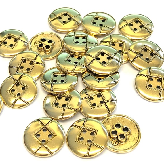 6 Patchwork Effect Gold Metal Coat Buttons, Heavy Metal Buttons, Gold Metal  Buttons, Gold Blazer Buttons, Gold Coat Buttons 