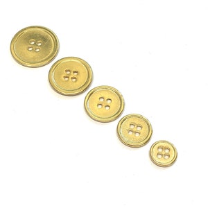 Gold Metal Buttons: Vintage Style, Lipped Border (Set of 6)