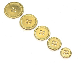 Lot De 6 Boutons Vintage En Métal Doré - 2,7 Cm Incurvé, Ref 2564