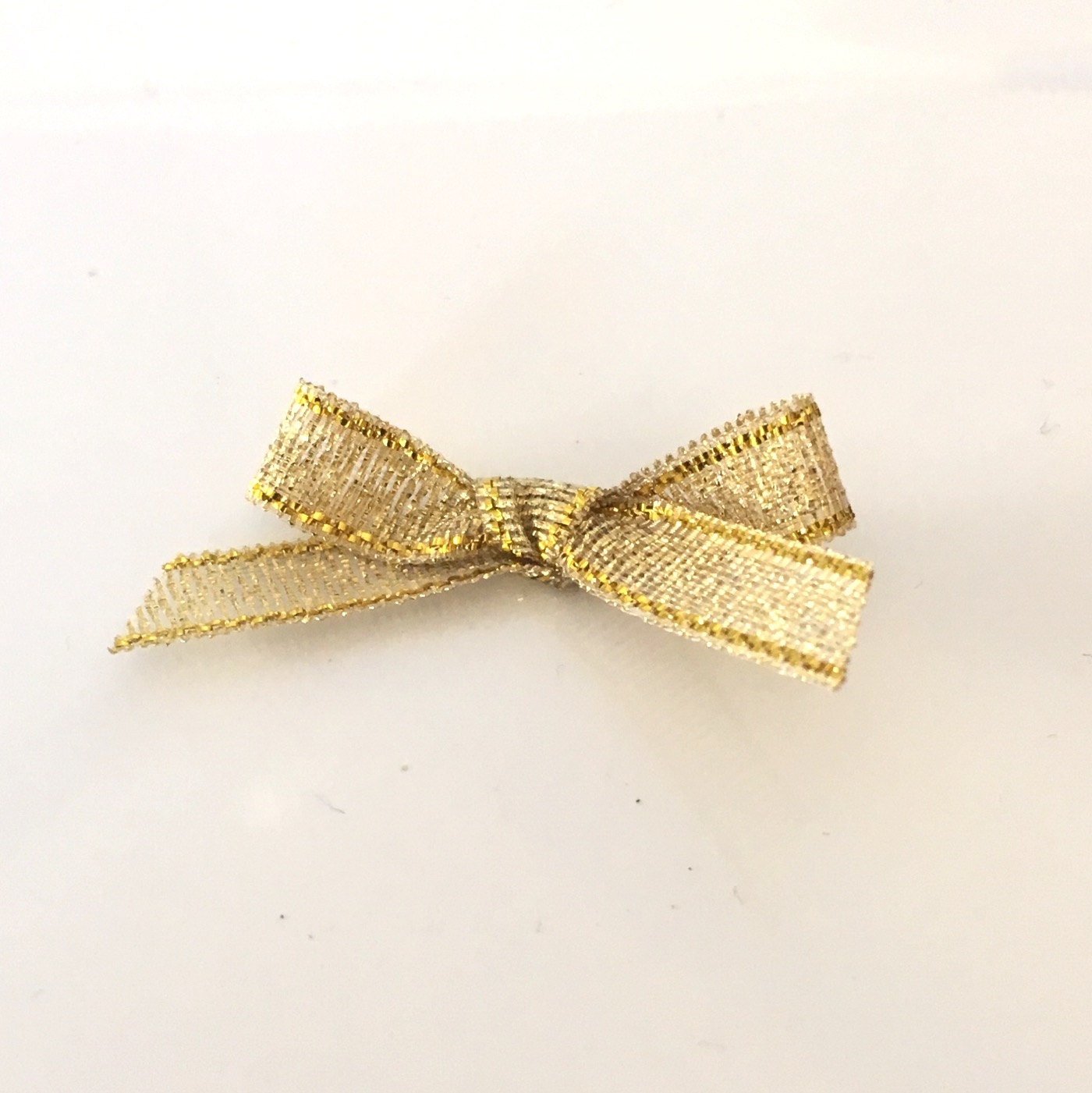 10, Gold Bows, Gold Ribbon Bows, Gold Lurex Bows, 7mm Bows, 7mm Gold Bows,  Cardmaking Supplies, Craft Embellishments, Christmas Craft Supply 