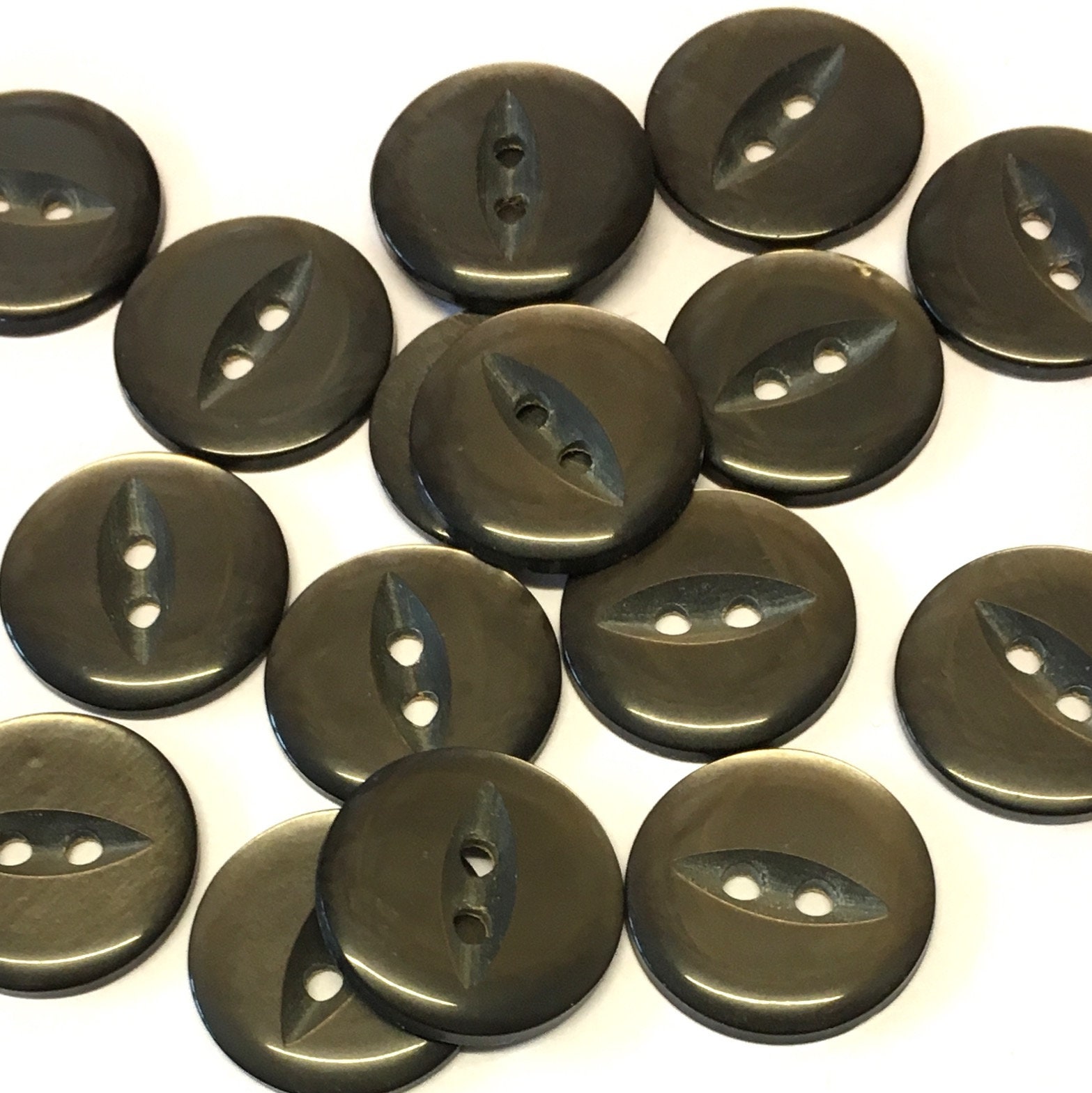 2, 32mm Large Round Metal Buttons With Two Holes, Bronze Metal