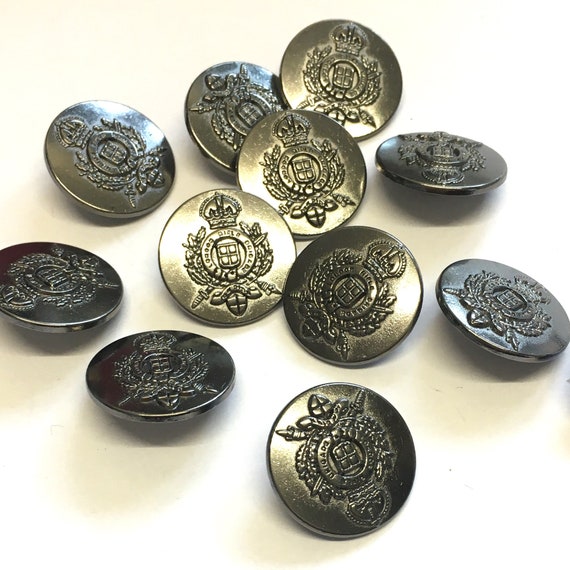 2 20mm 32L pewter colour metal rare buttons crest buttons | Etsy