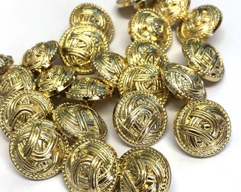 6, 18mm beautiful etched celtic style buttons, gold domed buttons, gold shank buttons, etched buttons, unusual buttons, sweater buttons