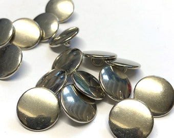 6 Bottoni In Metallo Argentato Anticato 18 Mm - Made In Germany, Alta Qualità Con Occhiello