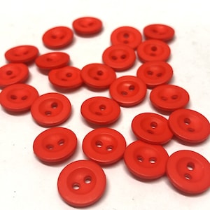 20, 12mm (20L) round red buttons, red shirt buttons, bright red buttons, small red buttons