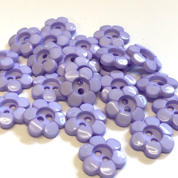 10, 15mm lilac flower buttons, lilac buttons, lilac floral buttons, 15mm (24L) buttons, novelty buttons, baby buttons, childrens buttons