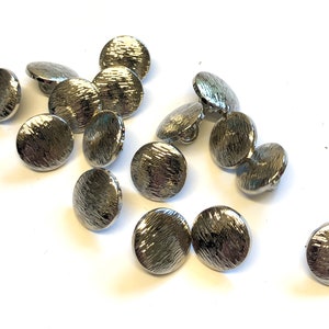 10, silver buttons, metal buttons, 11mm (18L) round buttons, antique silver buttons, vintage buttons, military buttons, shank buttons