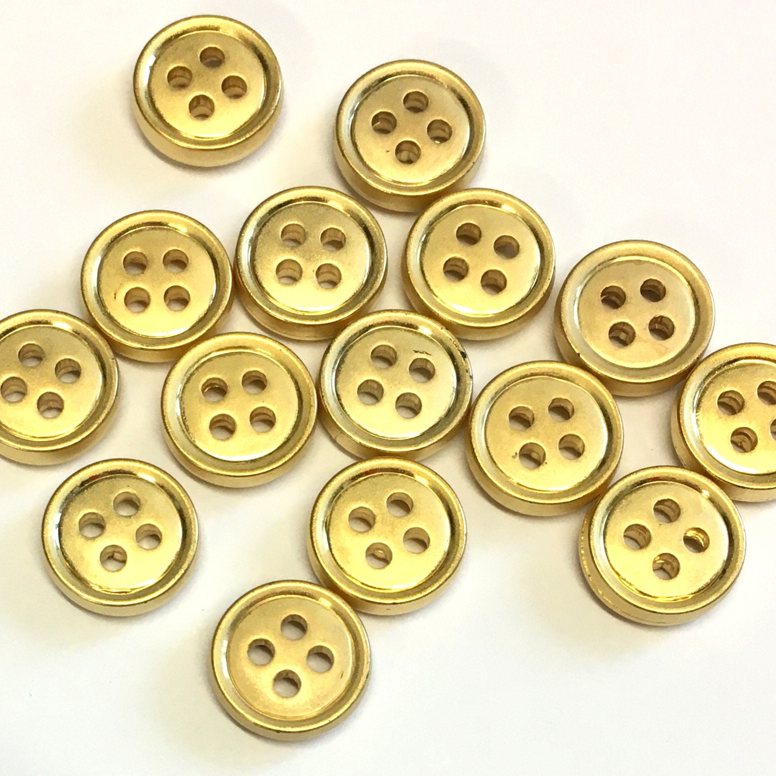 10, 15mm Aged Gold Metallic Fancy Buttons, Dotted Shank Buttons, Fancy  Metallic Buttons, Shank Buttons, Metallic Buttons 