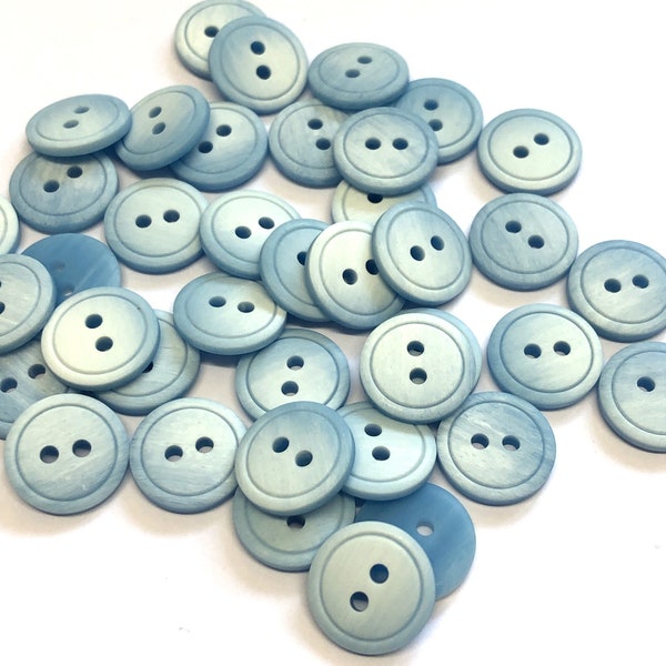 10 blue buttons, baby blue buttons, 15mm buttons, blue resin buttons, blue baby buttons, craft buttons, sewing buttons, light blue buttons