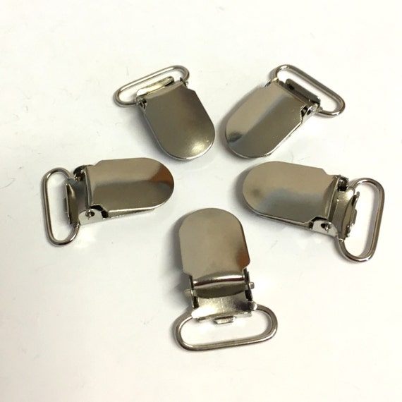 10 Suspender Clips, Braces Clips, Dummy Clips, Pacifier Clips, Metal Suspender  Clips, Silver ID Card Clips, Belt Clips, Silver Findings 