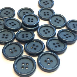 10, 22mm (34L) dark blue buttons, blue buttons, round blue buttons, coat buttons, blazer buttons, buttons uk, decorative buttons