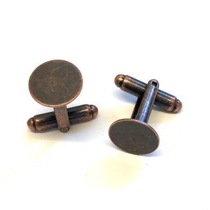 2Pk, 12mm tray antique copper plated cufflink blanks, copper cufflinks, fathers day gifts, cuff link, blanks,  findings, jewellery making