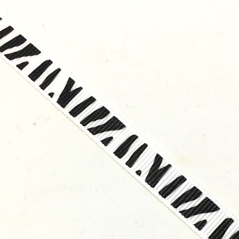 5M white with black zebra stripes, 10mm grosgrain ribbon, striped ribbon, black and white grosgrain ribbon, craft ribbon, hair bow ribbon image 4